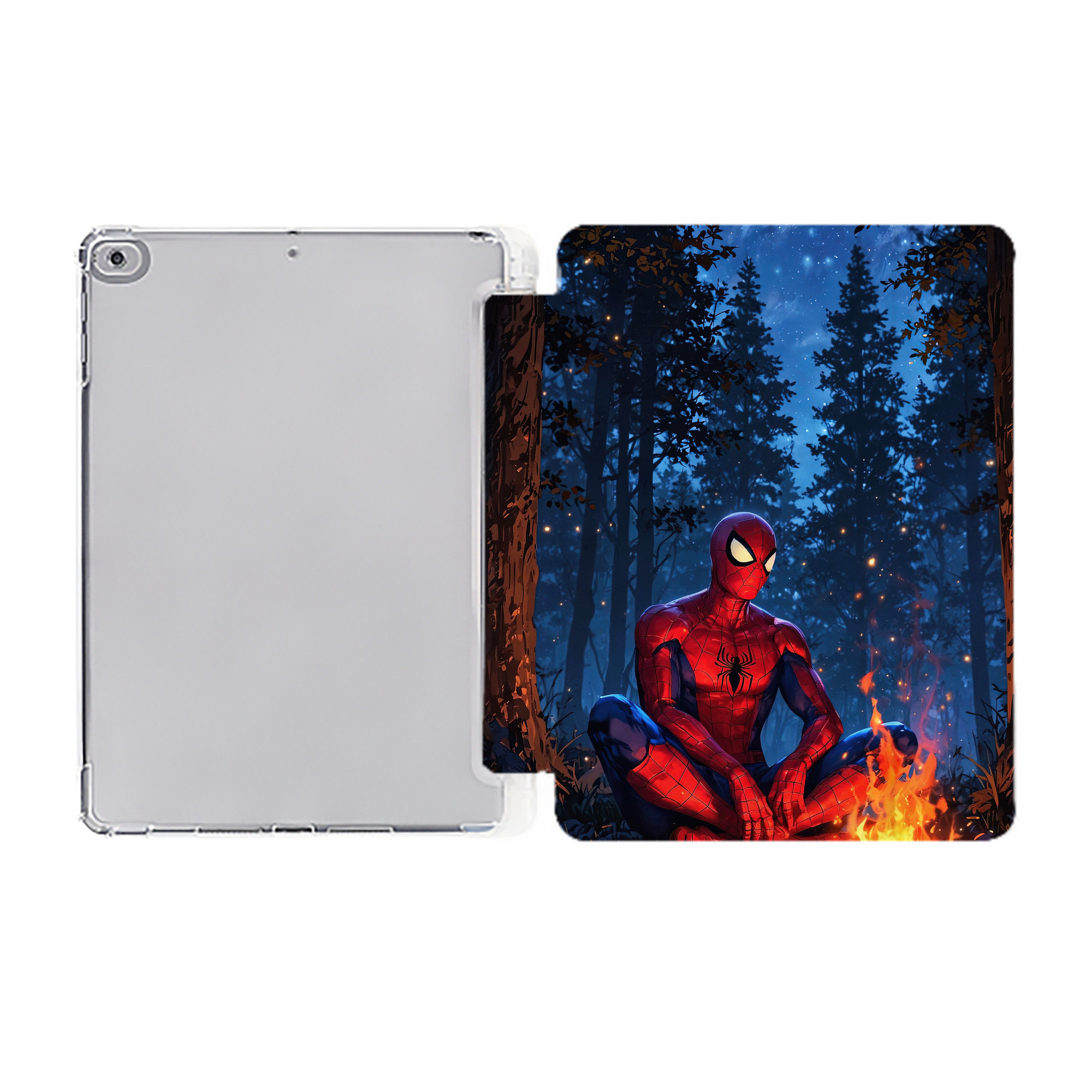 Spider Man スパイダーマン IPad ケース ペン収納付き 三つ折りスタンド PUレザー×シリコン 対応機種9.5/10.5/10.9インチ